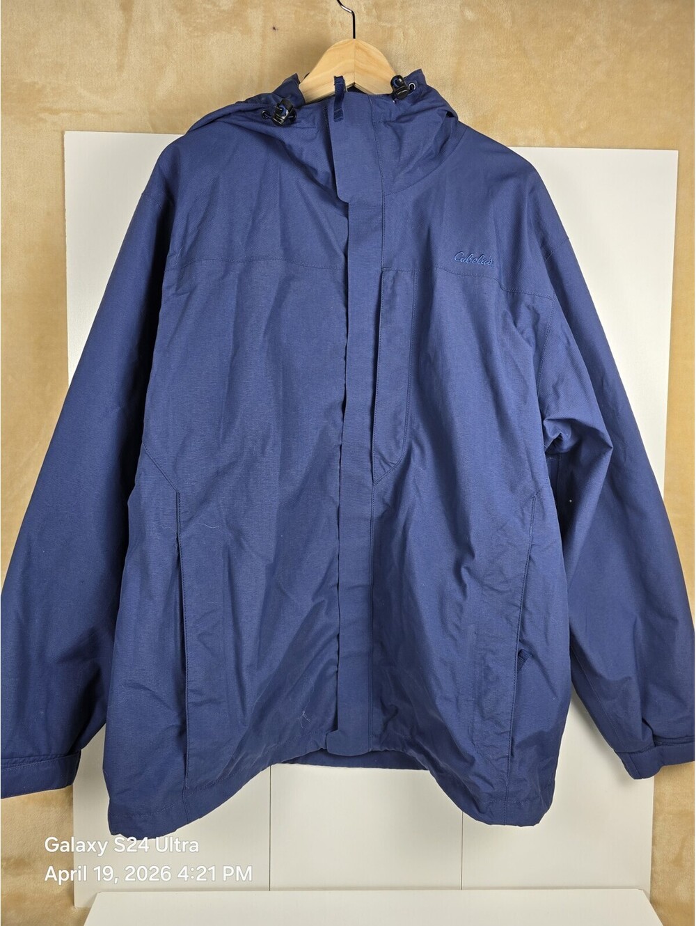 Cabela’s Gore‑Tex Waterproof Parka Men’s Large BLUE Outdoor Shell Jacket